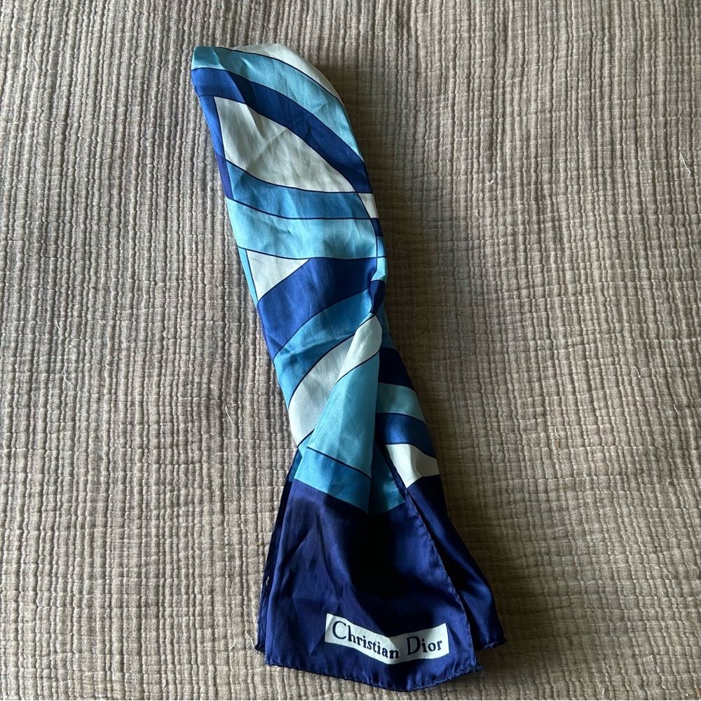 Blue silky scarf